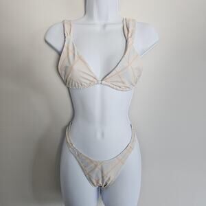 Everie Swim Bikini Womens Medium 2 Piece Swimsuit Bathing Suit Plaid High Waist